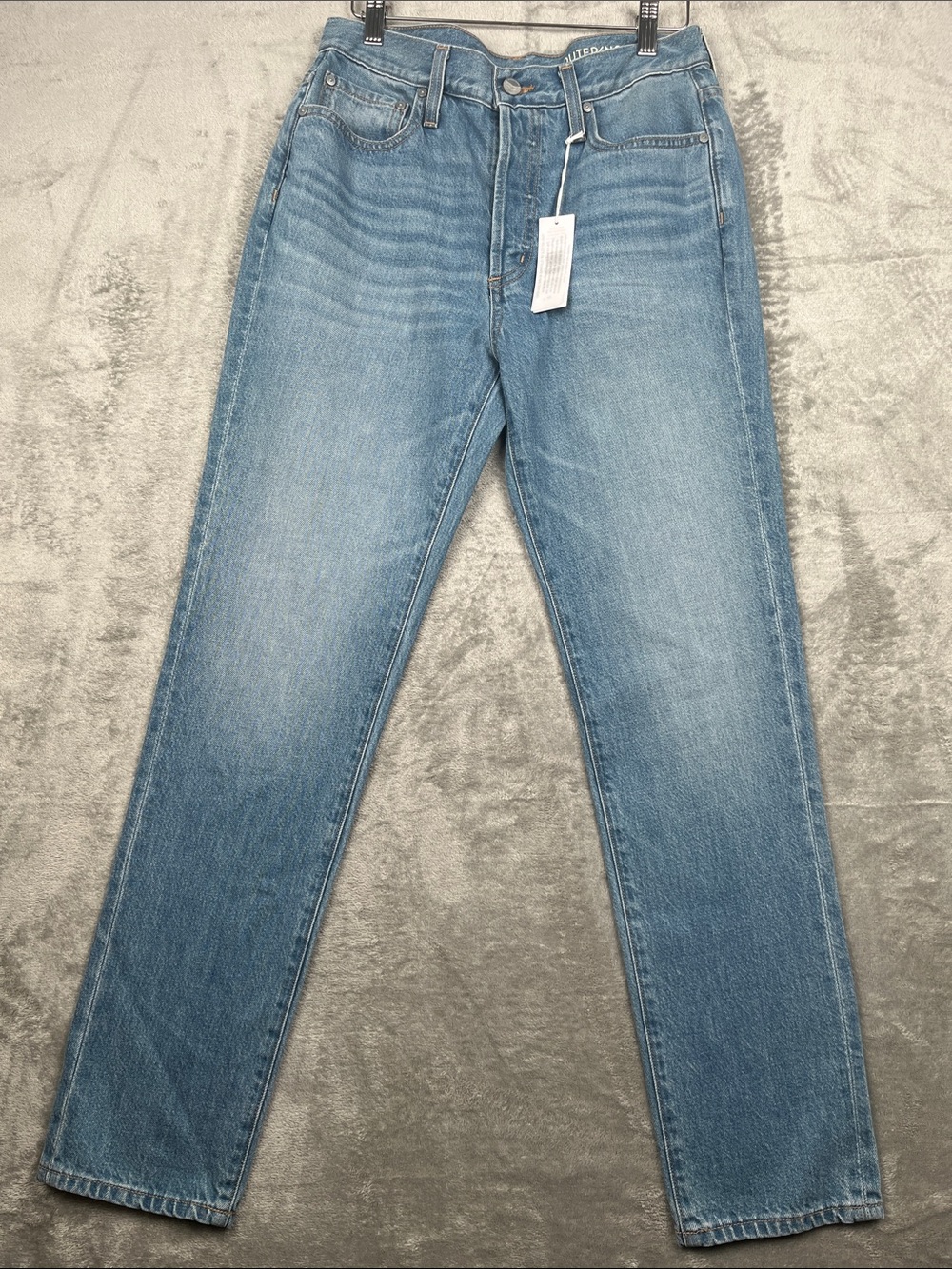 NEW Outerknown 26 Womens Light Blue Generation Slim Fly Button Straight Leg Jean